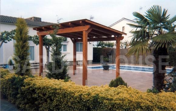 Porche de madera a un agua